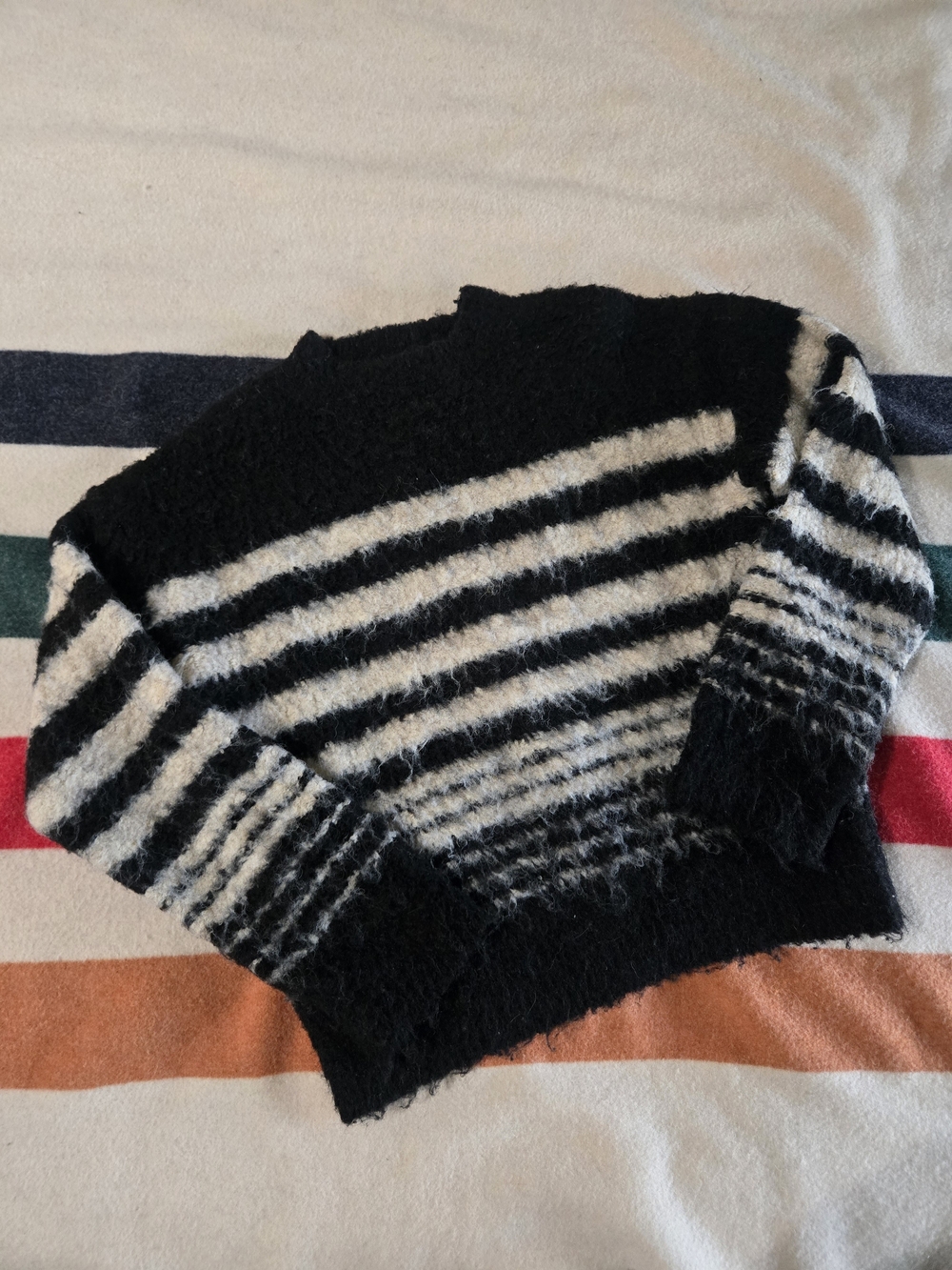 Universal Thread Black and White Striped Mock Neck Sweater